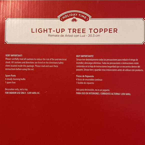 🌟NWT Holiday Time Light Up Star Tree Topper - Picture 8 of 11